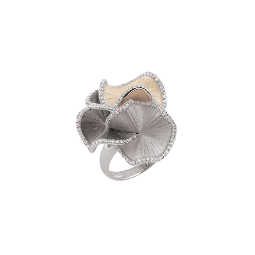 Ring Sultana dreifarbig - White ice, Natural Beige, Black Lava