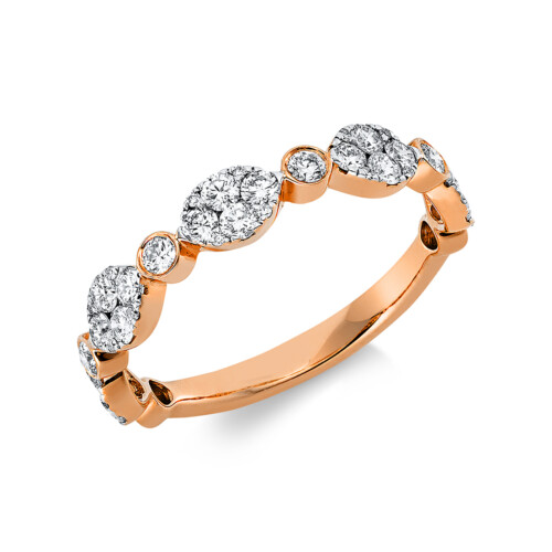 Ring 18 kt RG, Fassung rhodiniert