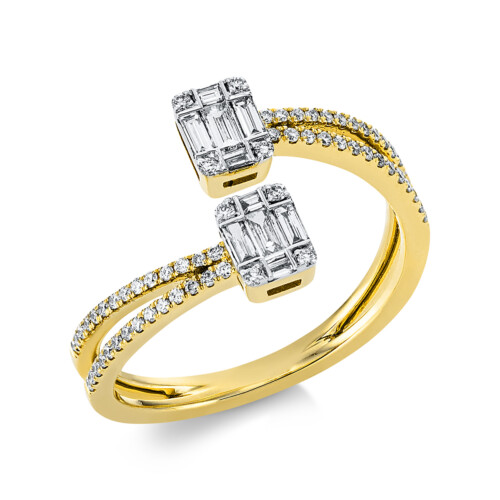 Ring 18 kt GG, Fassung rhodiniert