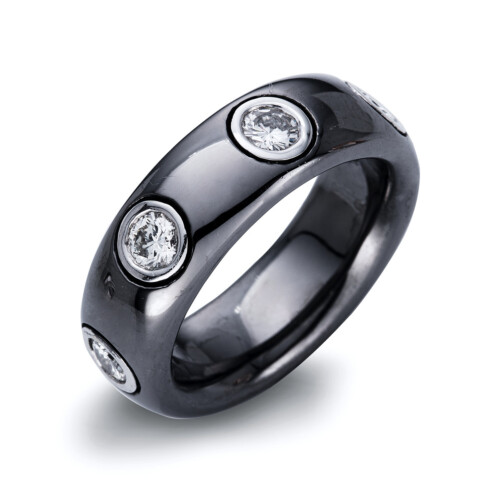 Ring 18 kt WG, schwarz rhodiniert