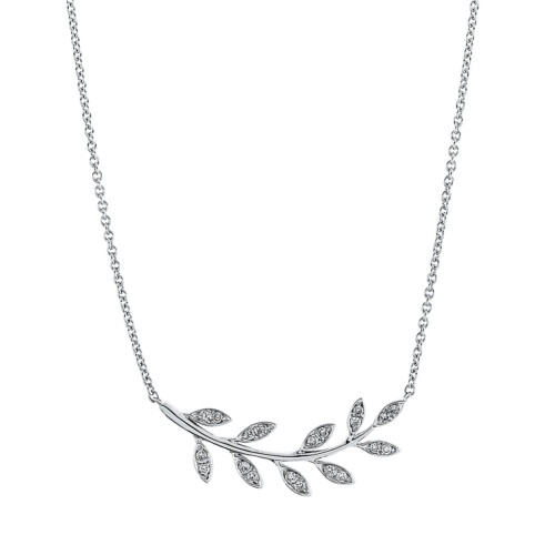 Collier 18 kt WG Blatt, mit ZÖ 41 cm + 43 cm