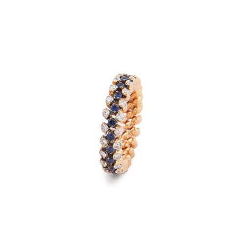 Brevetto Roségold Multi Size Ring mit Brillanten und Saphiren