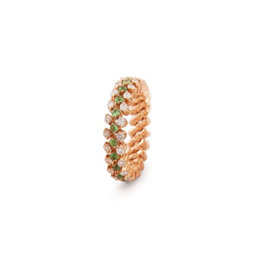 Brevetto Roségold Multi Size Ring mit Brillanten und Tsavorit