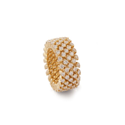 Brevetto Classic Gelbgold Multi Size Ring mit 5 Brillant-Reihen