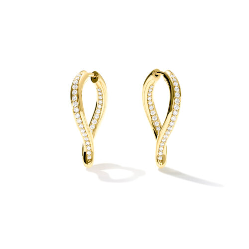 Ohrringe Signature Hoop Twisted Drop mit Diamant Pavé