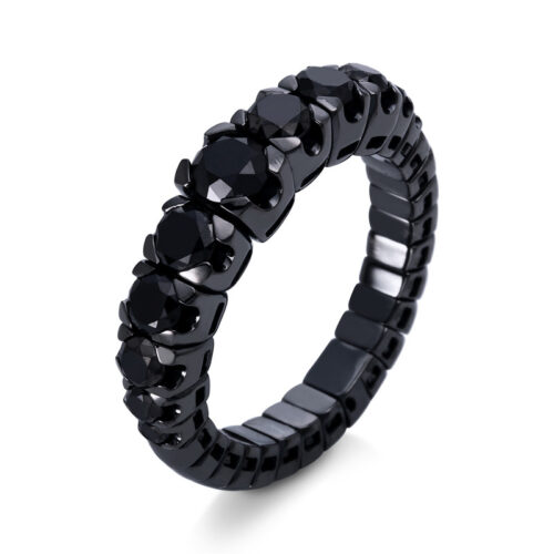 Ring 4er-Krappe 18 kt WG, schwarz rhodiniert