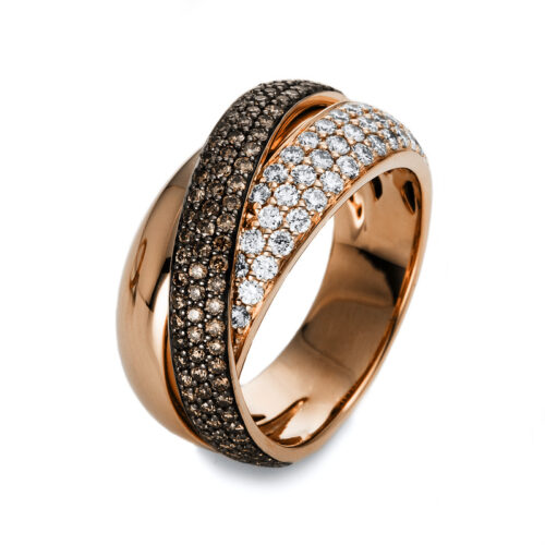 Ring 18 kt RG, Fassung teils schwarz rhodinie