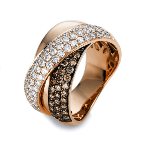 Ring 18 kt RG, Fassung teils schwarz rhodinie