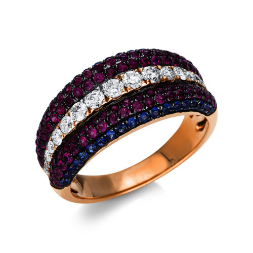 Ring 18 kt RG, Fassung teils schwarz rhodinie