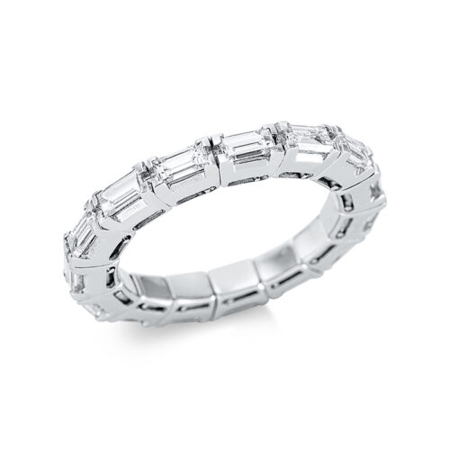 Ring 4er-Krappe 18 kt WG, Flex-Band, variabel, rhodinier