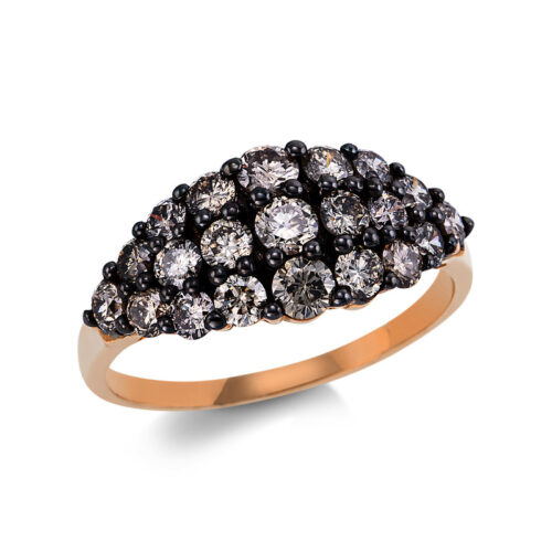 Ring 18 kt RG, Fassung teils schwarz rhodinie